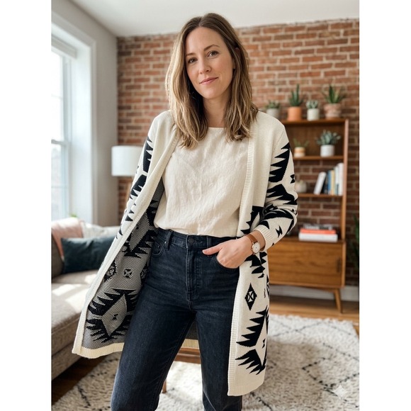 New York & Company Sweaters - New York & Company Womens M Southwestern Geometric Longline Cardigan Sweater